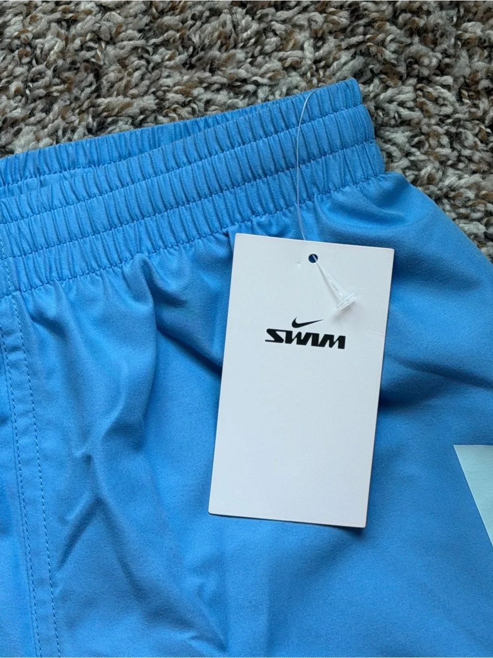 Nike Boys Light Blue Swim Trunks with Side Logo
